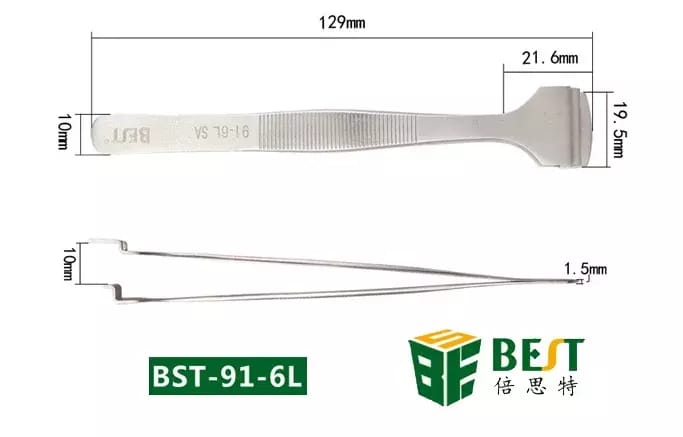 Edelstahlpinzette für Platten und Scheiben BEST BST-91-6L – 2