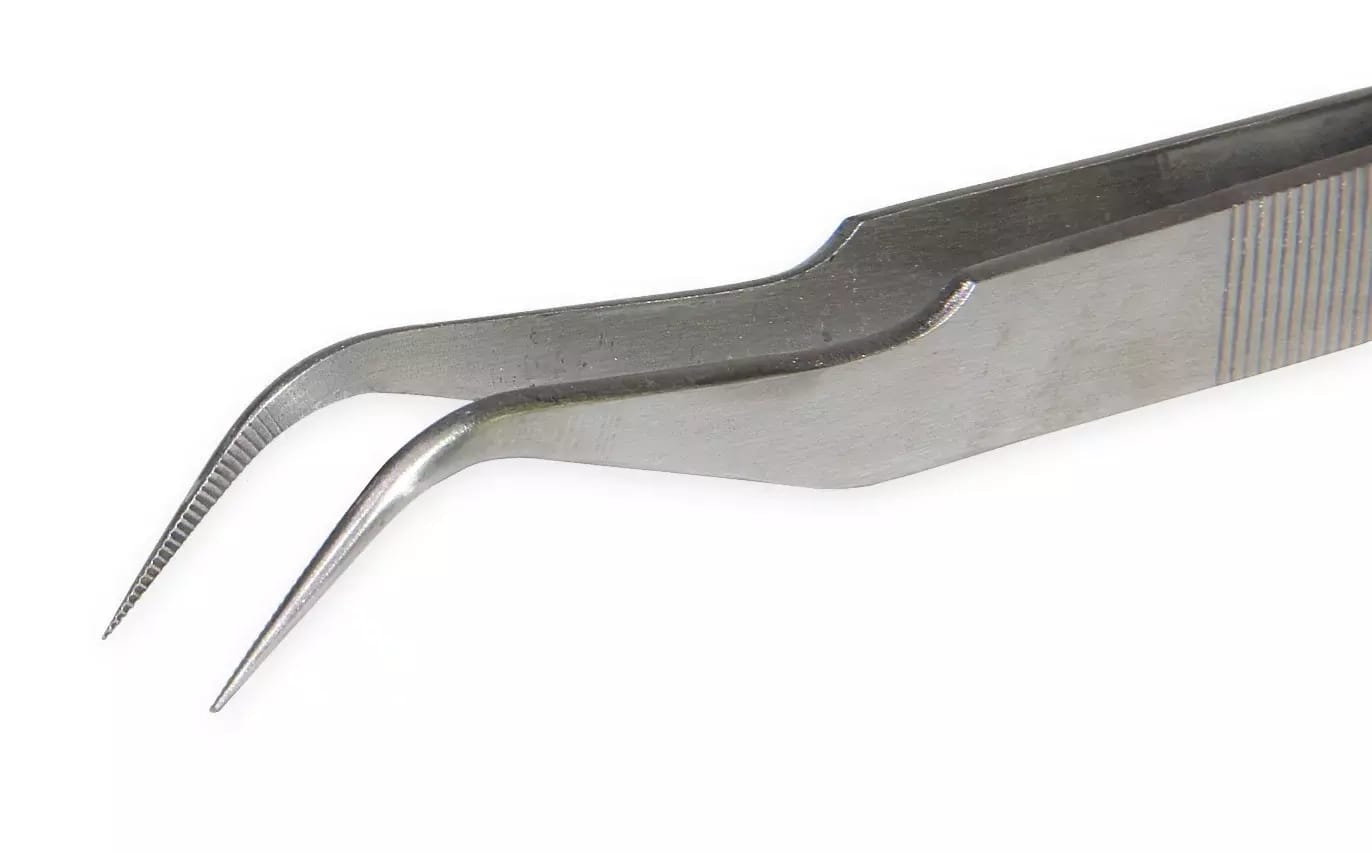 Universalpinzette aus rostfreiem Stahl mit gebogener Spitze und Verzahnung HJ-15B – 2