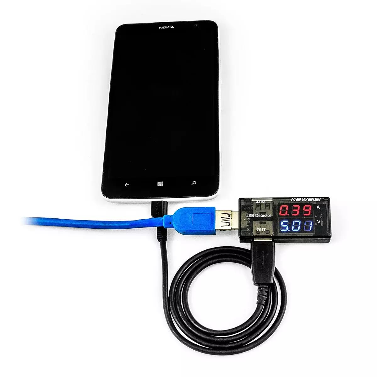 USB-Tester zur Messung von Spannung und Stromstärke von USB-Anschlüssen und Verlusten im USB-Kabel – 2
