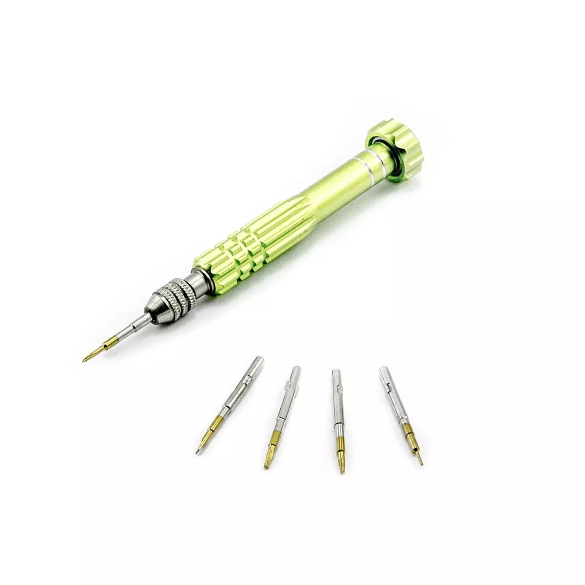Schraubendreher mit 5 Titan-Bits - Torx T5, T6, Fünfstern 0,8, Kreuz und flach