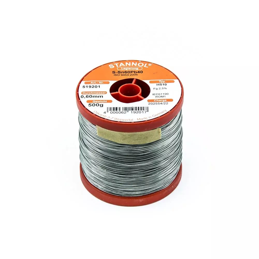 Rohrförmiges Zinn 0,6mm Sn60Pb40 HS10 STANNOL 500g