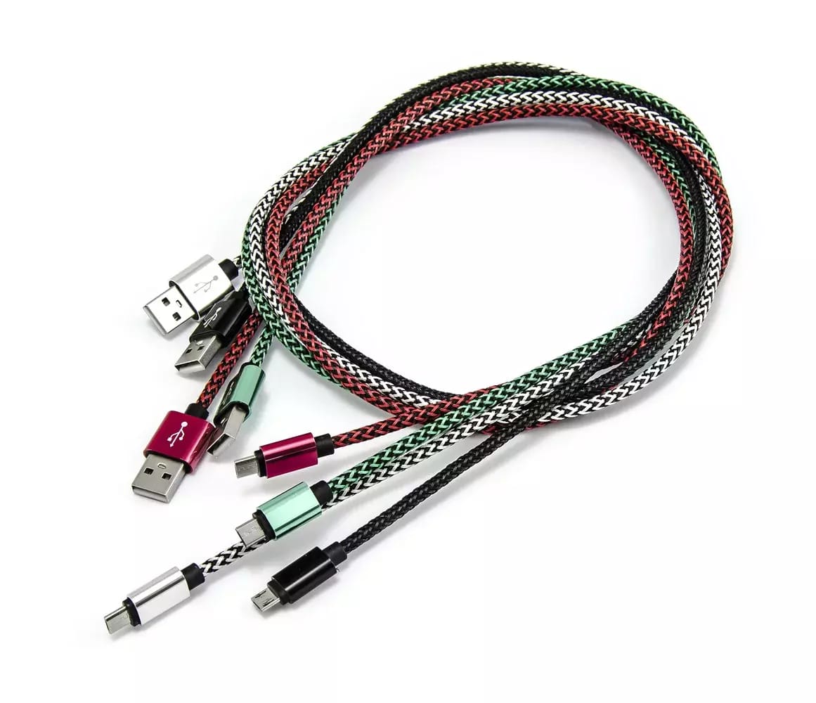 Micro USB Stromkabel, geflochten, verschiedene Farben, 1m – 2
