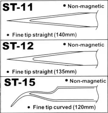Antimagnetische Pinzette aus Edelstahl VETUS HRC40° ST-12 – 2