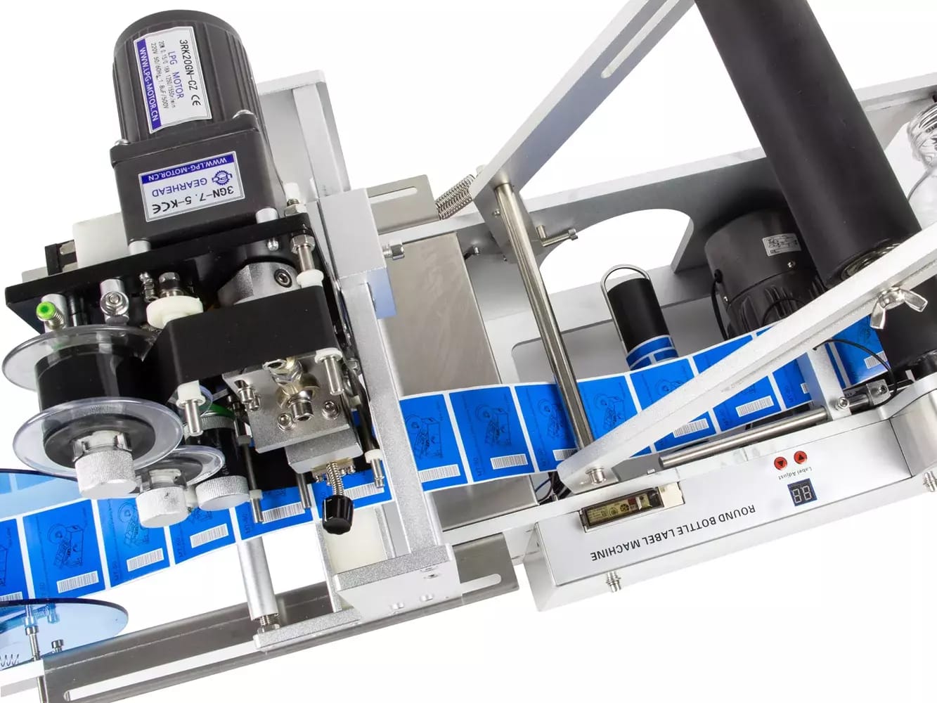 Halbautomatische Etikettiermaschine LT-50D für Flaschen, Gläser und Dosen mit integriertem Haltbarkeitsdrucker – 2
